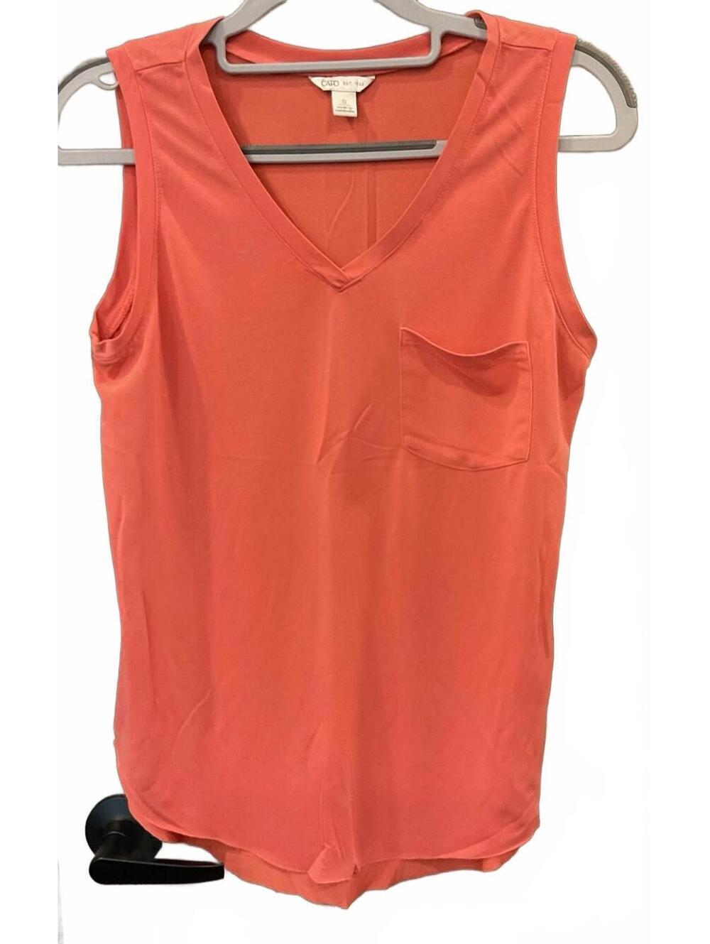 Cato Womens V Neck Sleeveless Blouse W/ Front Pocket Size S